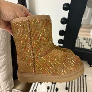 UGG Kids Brown Boots with Multicolor Logo